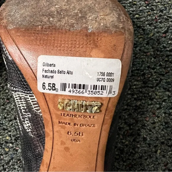 SCHUTZ Grey Black White Metallic Leather Snakeskin Print Pumps Stiletto Heel 6.5 - Picture 14 of 16